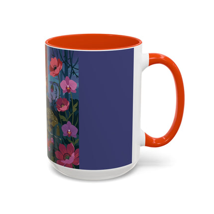 The Lady And The Midnight Birdcage Colorful Mugs – Art Deco Botanical Elegance