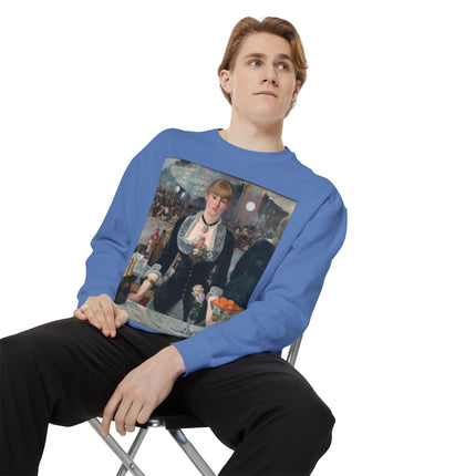 A Bar at the Folies-Bergère by Edouard Manet Unisex Garment-Dyed Sweatshirt