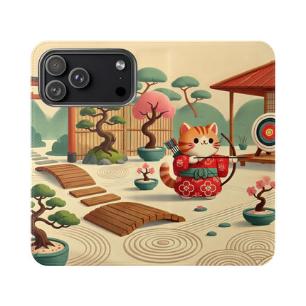 🏹🌸 Archer Kitten in the Zen Garden Flip Case – Focus, Whimsy & Zen Balance