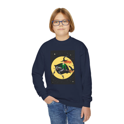 A Witch’s Moonlit Flight Youth Crewneck Sweatshirt
