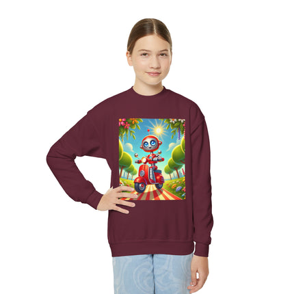The Traveling Robot Youth Crewneck Sweatshirt – Adventure, Curiosity & Playful Discovery