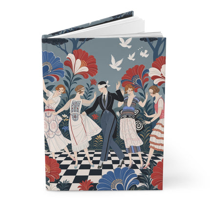 🎭🌺 The Enchanted Garden Dance Hardcover Journal – Art Deco Floral Celebration
