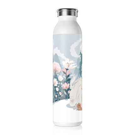 🌸📖 The Enchanted Garden Reader Slim Water Bottle – Art Deco Floral Elegance