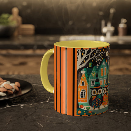 Night of the Trick-or-Treating Owlets Colorful Mugs, 11oz