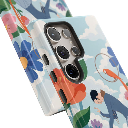 🦜🌺 The Lady Of The Garden Aviary Phone Case – Art Deco Floral Whimsy