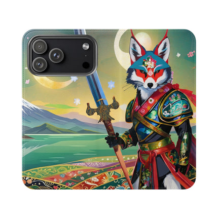 🐕⚔️ Cyberpunk Samurai Dog Flip Case – Futuristic Honor & Kitsune Spirit