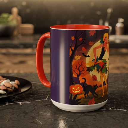 🌕🍂 Autumn Song Beneath The Harvest Moon Colorful Mug – Whimsical Halloween Charm