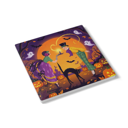 🎃🕯️ The Midnight Halloween Greeting Ceramic Coaster – Vintage Halloween Charm