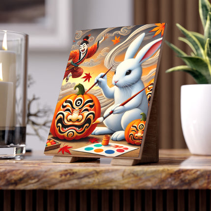Halloween Rabbit’s Kabuki Jack-o’-Lanterns Ceramic Tile