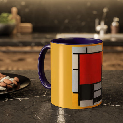 Composition with Red, Yellow, Blue, and Black by Piet Mondrian Colorful Mugs (11oz, 15oz)