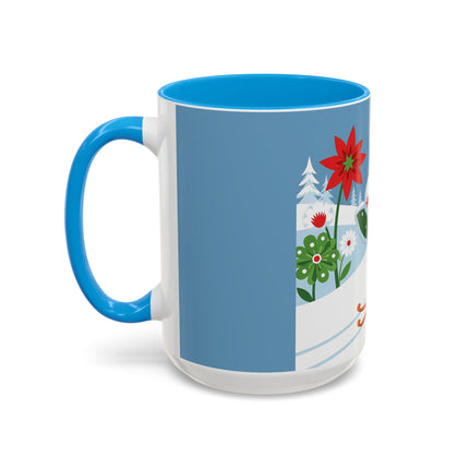 🎿❄️ The Winter Garden Skier Colorful Mug – Whimsical Holiday Fantasy