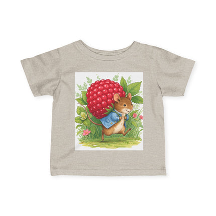 🐭🍓 The Little Raspberry Garden Mouse Infant Fine Jersey Tee – Whimsical Woodland Charm