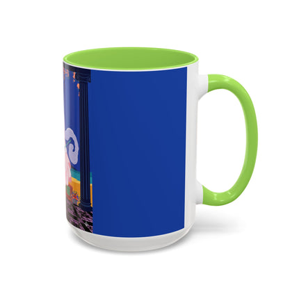 The Moonlit Promenade Colorful Mug (11oz, 15oz) – Blush Elegance, Coastal Romance & Art Deco Style