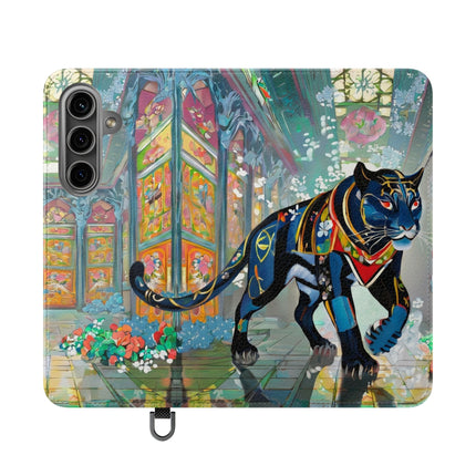 🐾💎 Cyber Panther's Hunt Flip Case – Digital Instinct & Neon Pursuit