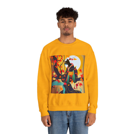 Black Cat in Kimono Unisex Heavy Blend™ Crewneck Sweatshirt