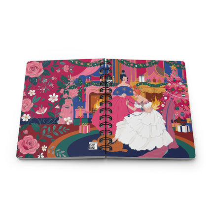 🎀🎄 Christmas By The Fireside Spiral Notebook – Art Deco Holiday Elegance