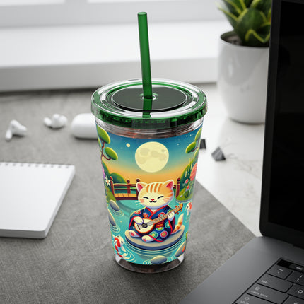 Melodic Kitten by the Koi Pond Sunsplash Tumbler with Straw, 16oz