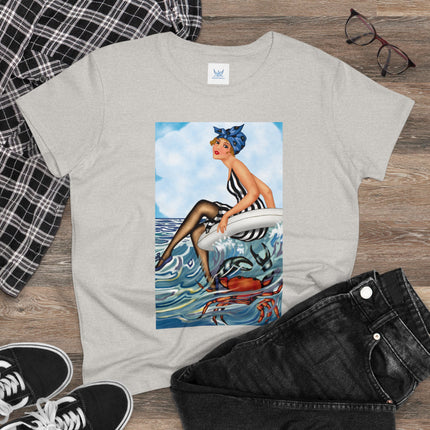 Playful Waves and Fashion Follies Women's Midweight Cotton Tee