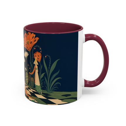 🌼🧡 The Midnight Floral Masquerade Colorful Mug – Art Deco Fashion Fantasy