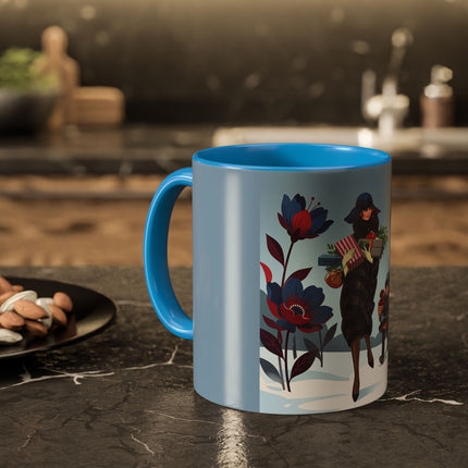 🎁🌺 The Christmas Gift Garden Stroll Colorful Mug – Art Deco Holiday Fantasy