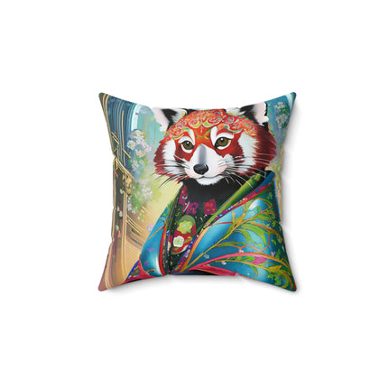 Cybernetic Red Panda Spun Polyester Square Pillow