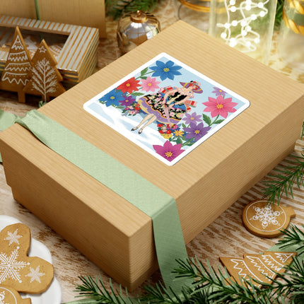 🌸❄️ The Winter Blossom Stroll Kiss-Cut Sticker – Art Deco Snow Garden Fantasy