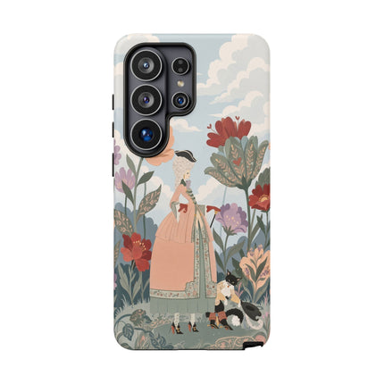 🌹🐈 The Lady And Puss In Boots Phone Case – Art Deco Floral Whimsy