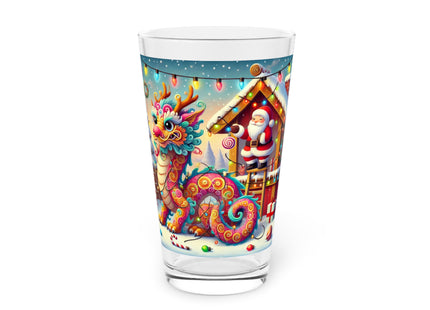 Playful Dragon's Christmas Glass, 16oz