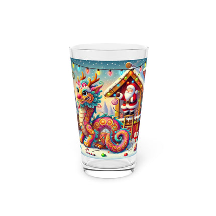 Playful Dragon's Christmas Glass, 16oz