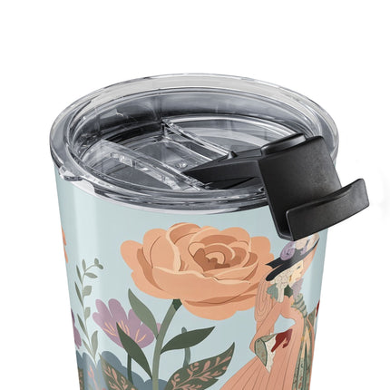 🌹🐈 The Lady And Puss In Boots Tumbler, 20oz – Art Deco Floral Whimsy