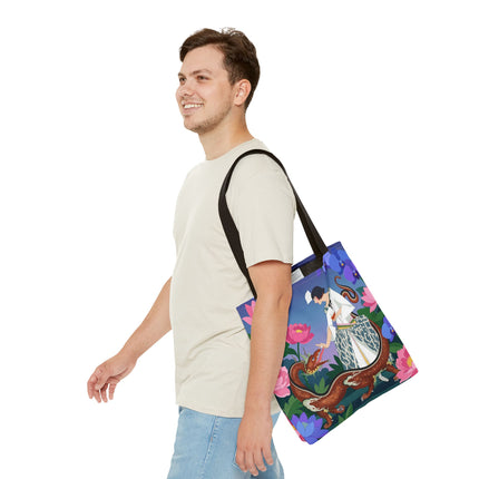 🐉🌸 The Dragon Keeper Tote Bag – Art Deco Floral Fantasy