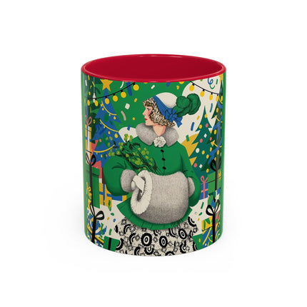 🍀🎄 The Emerald Holly Christmas Colorful Mug – Art Deco Holiday Elegance