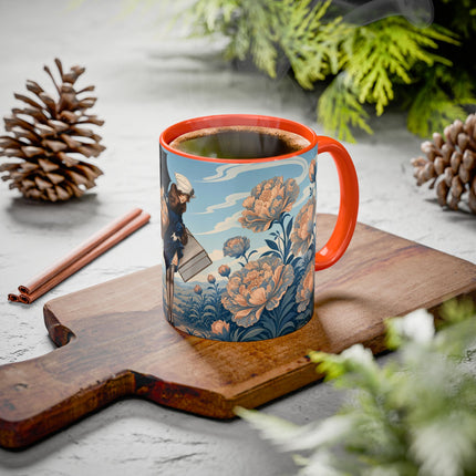 ☔🌸 The Grand Floral Journey Colorful Mug – Art Deco Travel Elegance