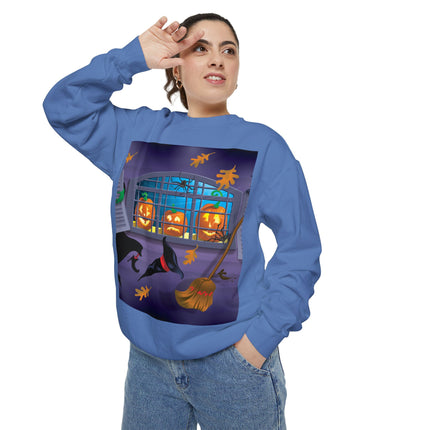 Whimsical Halloween Mischief Unisex Garment-Dyed Sweatshirt
