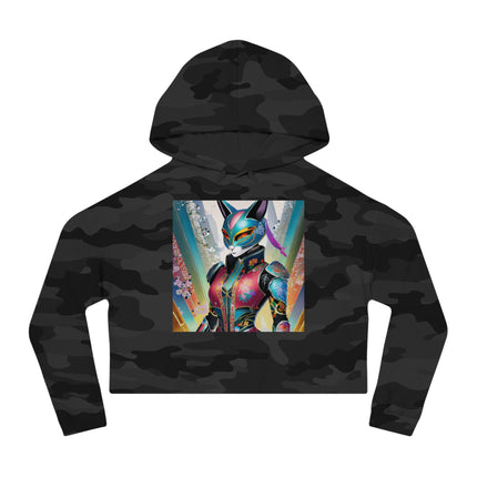 Cyberpunk Chic Cropped Hooded Sweatshirt