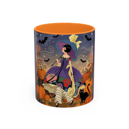 🌙🎃 The Moonlit Garden Walk Colorful Mug – Elegant Halloween Charm
