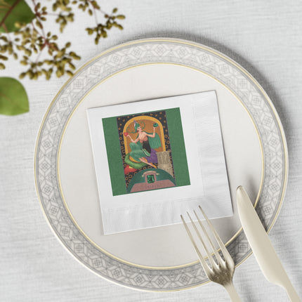 May & Emerald Zodiac White Coined Napkins