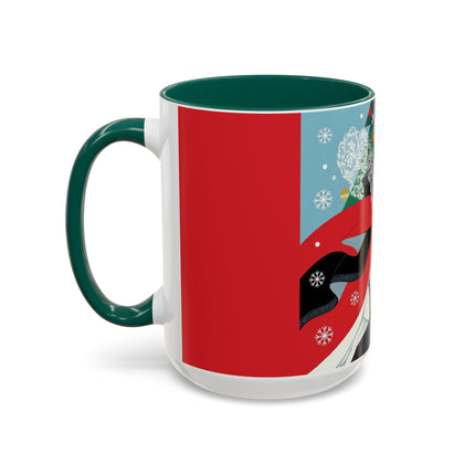 ❤️ The Lady Of The Crimson Scarf Colorful Mug – Art Deco Christmas Elegance