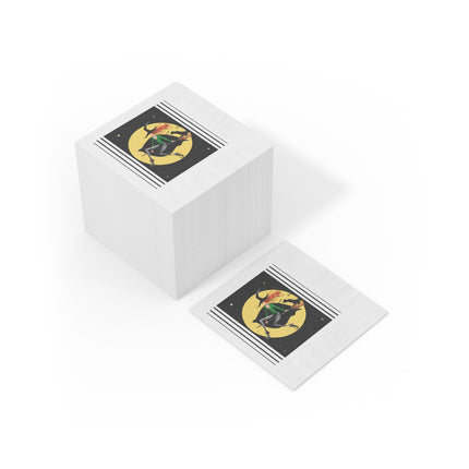 A Witch’s Moonlit Flight White Coined Napkins
