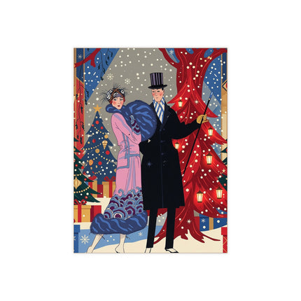 🎄✨ Christmas Eve Promenade Ceramic Tile – Art Deco Holiday Romance