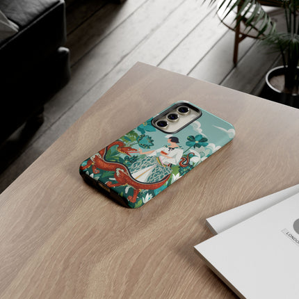 🐉🌿 The Dragon Keeper Phone Case – Art Deco Floral Fantasy
