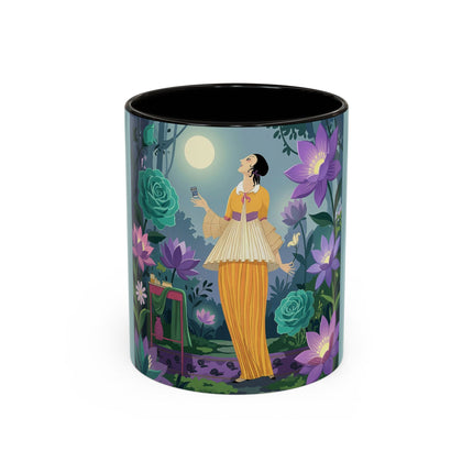 The Lady Of The Moonlit Garden Colorful Mugs – Art Deco Botanical Serenity