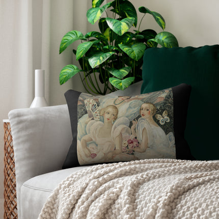 Les Femmes Fatales by Gerda Wegener Spun Polyester Lumbar Pillow