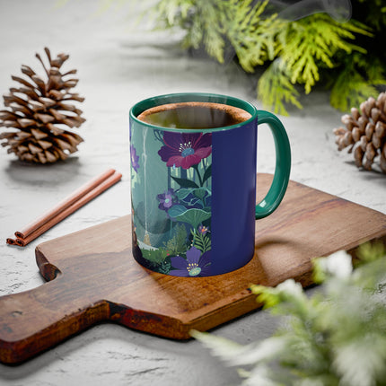 The Lady Of The Moonlit Fountain Colorful Mugs – Art Deco Botanical Serenity
