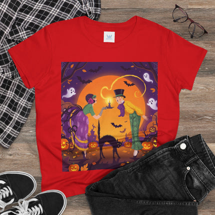 🎃🕯️ The Midnight Halloween Greeting Cotton Tee – Vintage Halloween Charm
