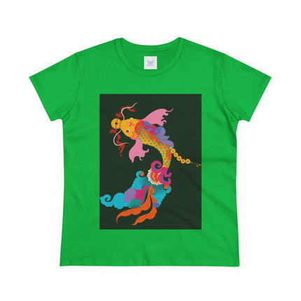 Golden Koi Women's Midweight Cotton Tee – Prosperity & Vibrant Energy