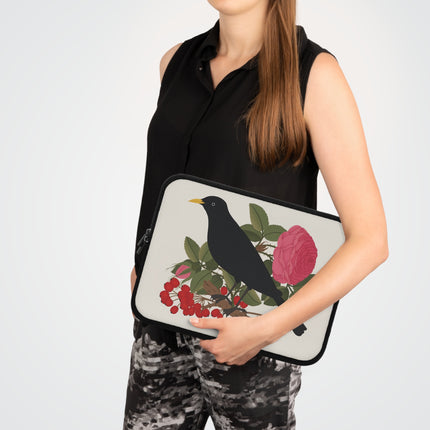 🐦🌹 Blackbird & Rose Laptop Sleeve – Timeless Beauty & Elegant Charm