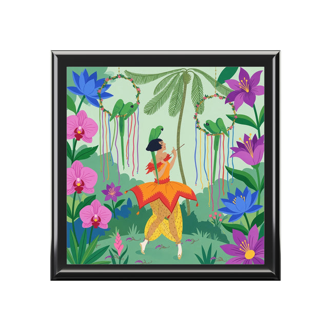 🦜🌺 The Parrot Dancer Jewelry Box – Art Deco Tropical Whimsy