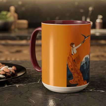 Falcon Mistress Colorful Mugs – Art Deco Majesty & Mythic Freedom