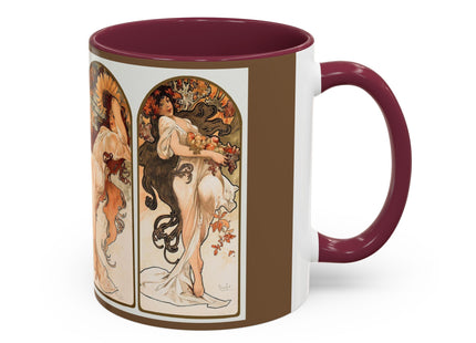 The Seasons by Alphonse Maria Mucha Colorful Mugs (11oz, 15oz)